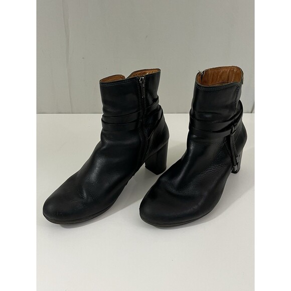 Pikolinos Verona Women 40 Black Leather Mid-Calf Zip Boots Ankle Heels Boho - Picture 1 of 13